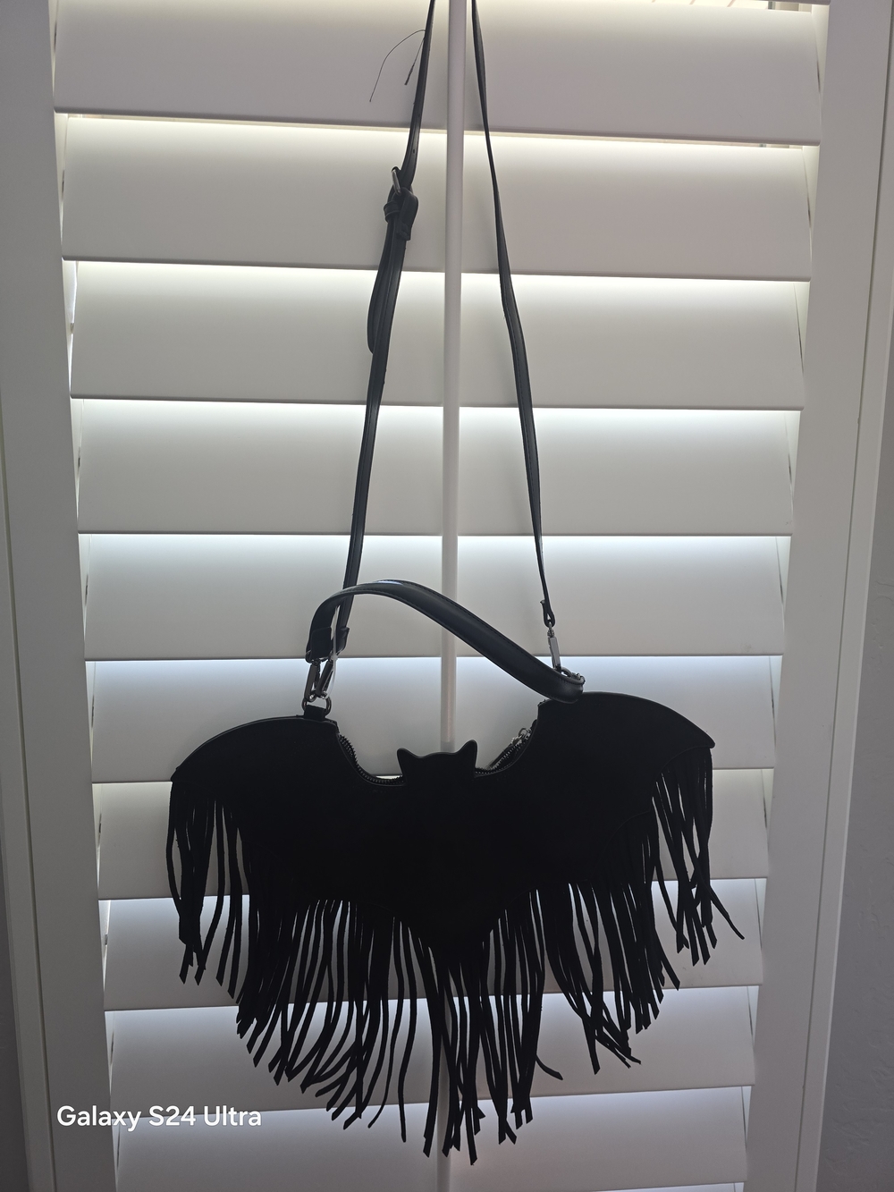 Betsey Johnson Black Bat Fringe Shoulder Bag